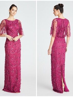 Theia Magenta Dress with Zip Detail